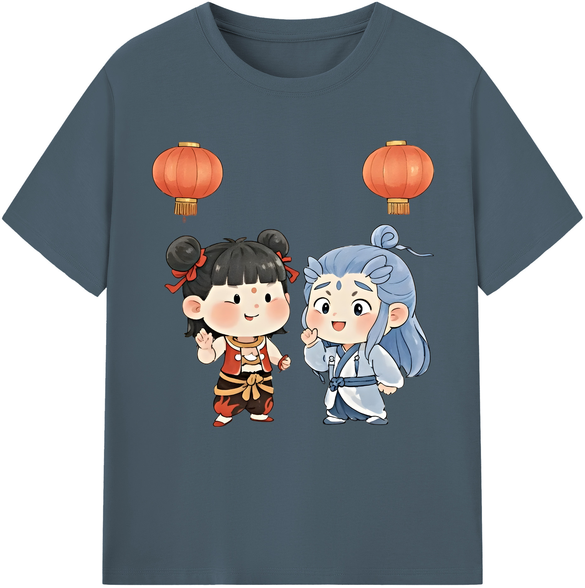 （画像用） Ne Zha 2 ナタ 魔童の大暴れ 綿100％半袖Tシャツ（フロントプリント）